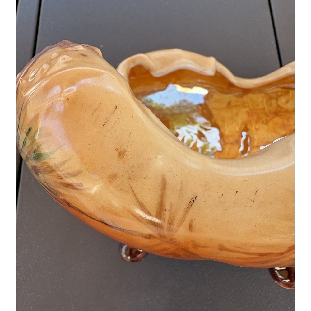 Vintage Ceramic Hand-Painted Bowl European Acorn Decorative Dish 4 Legs - Picture 11 of 12